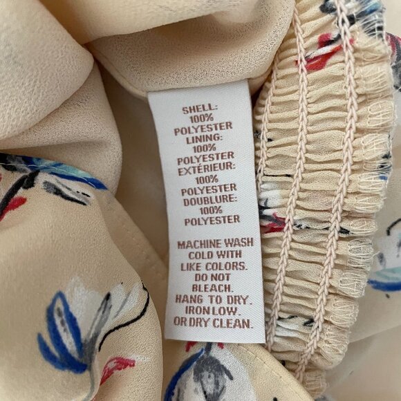 Scripted Women's Peach Blue floral print blouse Plunge Wrap Front Long Sleeves M - Picture 6 of 6